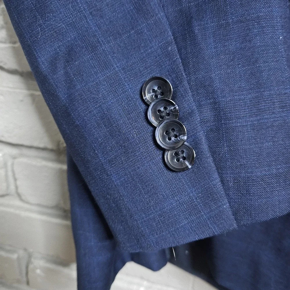 Indochino Cashmere Wool Blue Plaid Windowpane Sport Coat Jacket‎ Blazer 44R NWT